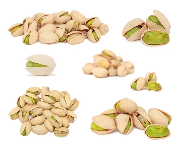 Set ripe pistachio nuts (isolated) — Stock Photo, Image