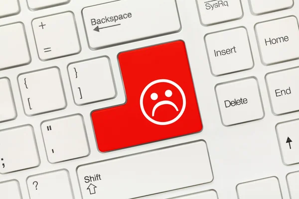 Weiße konzeptionelle Tastatur - schlechte Laune (rote Taste)) — Stockfoto