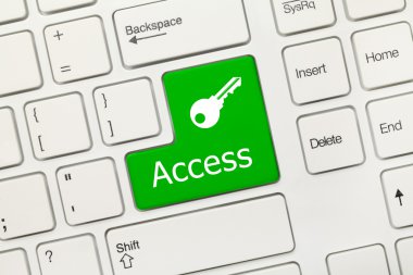 Beyaz kavramsal klavye - Access (yeşil düğmeye anahtar ile