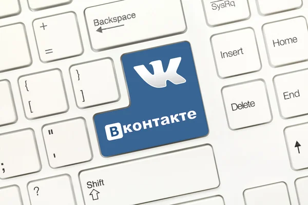 White conceptual keyboard - вКонтакте (with logotype) — Stock Photo, Image