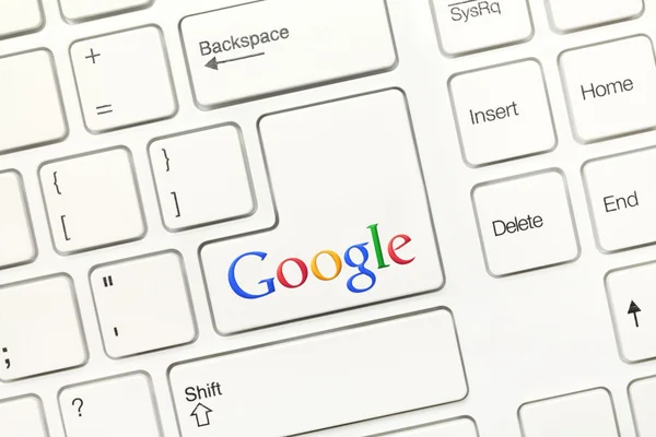 Clavier conceptuel blanc - Google (touche avec logotype ) — Photo