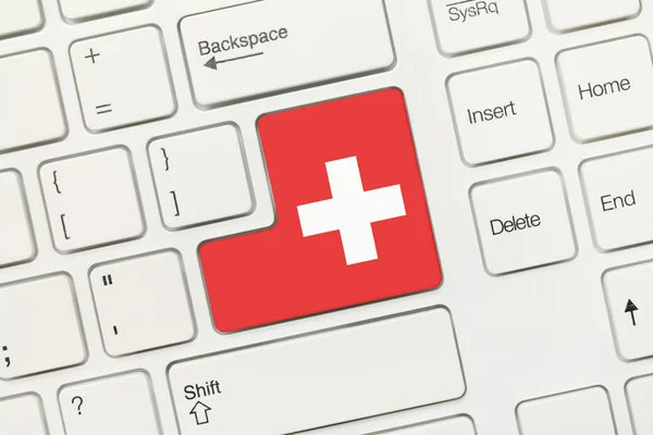 White conceptual keyboard - Switzerland (key with flag) — Stock Photo, Image