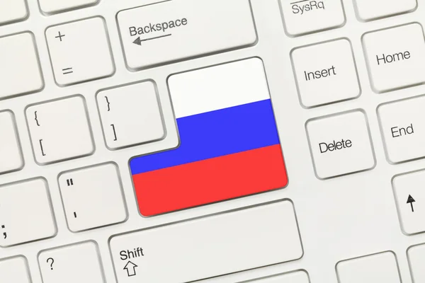 White conceptual keyboard - Russia (key with flag) — Stock Photo, Image