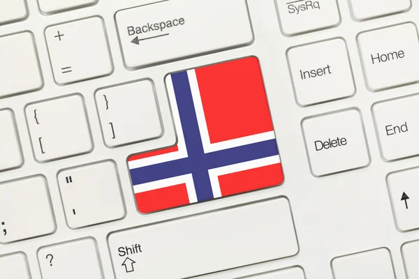 White conceptual keyboard - Norway (key with flag) — Stock Photo, Image