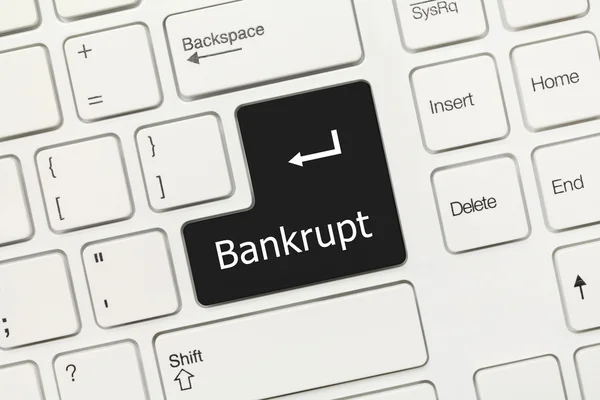 Keyboard konseptual putih - Bankrupt (tombol hitam ) — Stok Foto