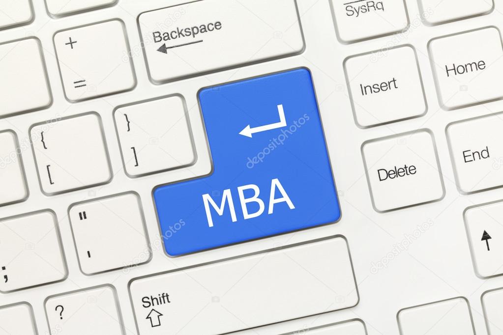 White conceptual keyboard - MBA (blue key)