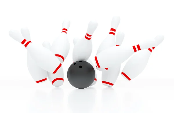 Bowling strike (3d render) — Stok fotoğraf