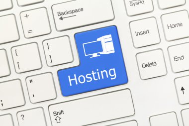 Beyaz kavramsal klavye - barındırma (mavi tuş)