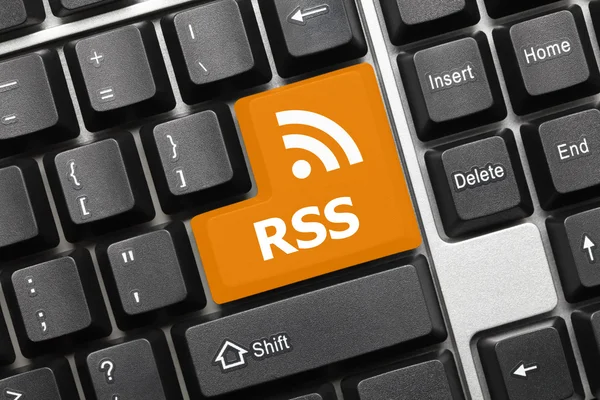 Konzeptionelle Tastatur - rss (Taste mit Schriftzug) — Stockfoto