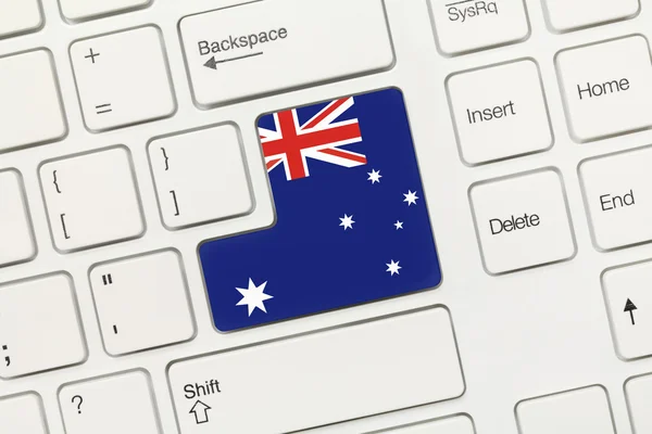 Hvitt begrepsmessig tastatur - Australia (nøkkel med flagg) ) – stockfoto