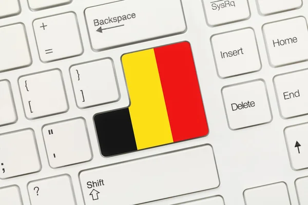 White conceptual keyboard - Belgium (key with flag) — Stock Photo, Image