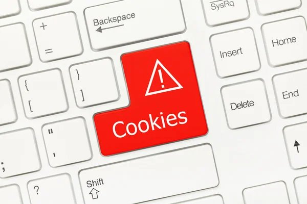 White conceptual keyboard - Cookies (red key) — Stock Photo, Image