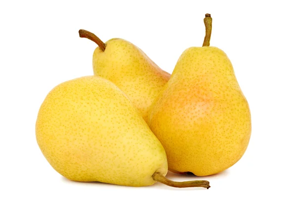Três peras amarelas inteiras (isoladas ) — Fotografia de Stock
