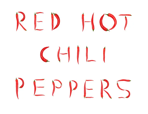 Слова из красного перца чили (выделены ) — стоковое фото
