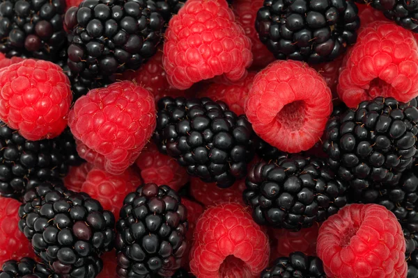 Background made from raspberries and blackberries — Stock Photo, Image