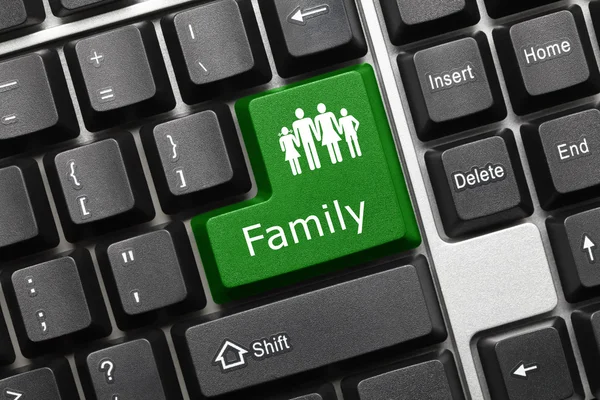 Konceptuella tangentbord - familjen (grön nyckel) — Stockfoto