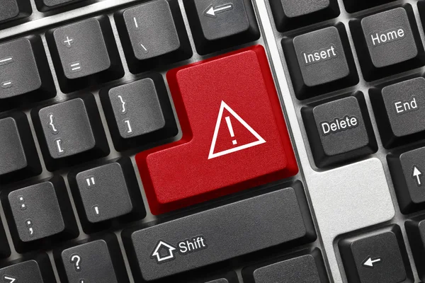 Kavramsal klavye - kırmızı tuşa dikkat işareti — Stok fotoğraf