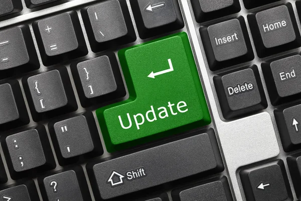Conceptuele toetsenbord - Update (groene toets) — Stockfoto