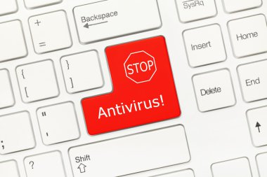 White conceptual keyboard - Antivirus (red key)