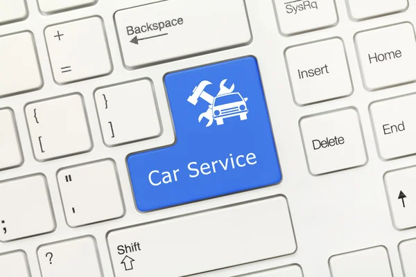 White conceptual keyboard - Car Service (blue key) — Stock Photo, Image