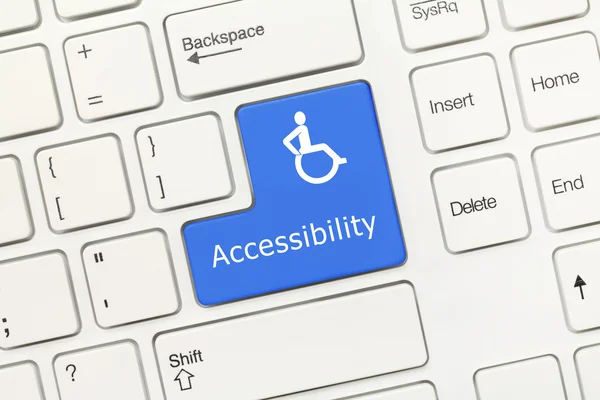 Tastiera concettuale bianca - Accessibilità (tasto blu ) — Foto Stock