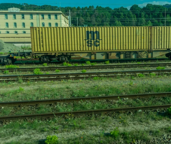 Spezia Italien Juni 2018 Der Msc Container Auf Einem Zug — Stockfoto