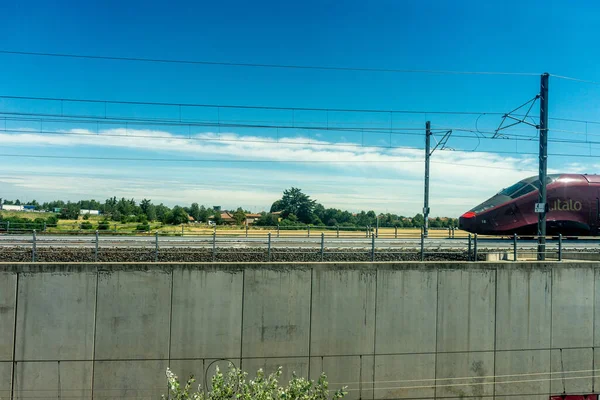 Italy June 2018 Trenitalia Italo Prima Train Italian Outskirts Track — Stock Photo, Image