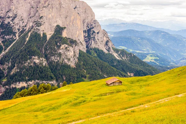 Italia Alpe Siusi Seiser Alm Con Sassolungo Langkofel Dolomite Antiguo —  Fotos de Stock