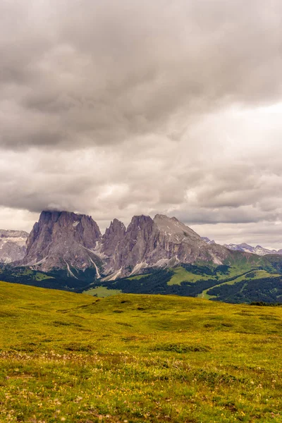 Italien Seiser Alm Seiser Alm Mit Langkofel Dolomiten Eine Große — Stockfoto