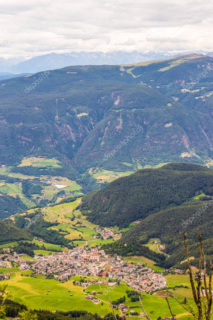 Italy, Alpe di Siusi, Seiser Alm with Sassolungo Langkofel Dolomite, a view of a mountain