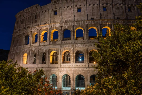 Éjszaka Nagy Római Kolosszeumban Colosseo Kolosszeum Más Néven Flavia Amfiteátrum — Stock Fotó