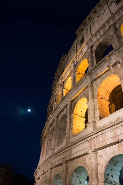 Ніч Великому Римському Колізеї Колізей Колізей Також Відомий Амфітеатр Флавіїв — стокове фото