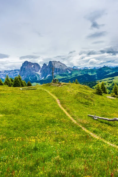 Itálie Alpe Siusi Seiser Alm Sassolungo Langkofel Dolomite Pole Horou — Stock fotografie