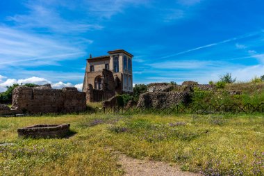 Roma Forumu 'ndaki antik kalıntılar, Roma, İtalya, Avrupa' daki Palatine Tepesi