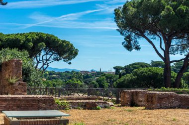 Roma 'daki Palatine Hill' deki Roma Forumundaki antik kalıntılar.