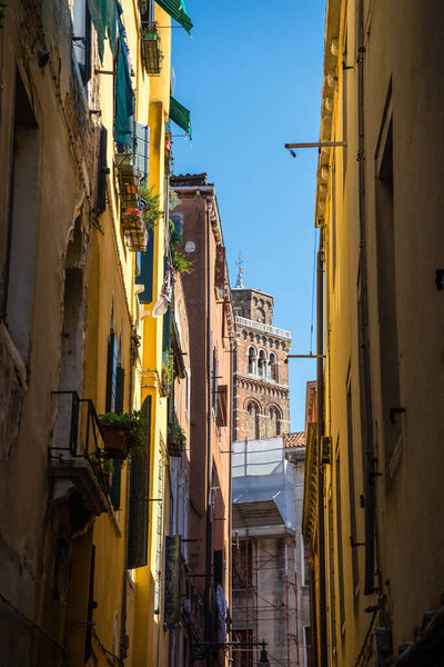 The narrow streets of Venice, Italy