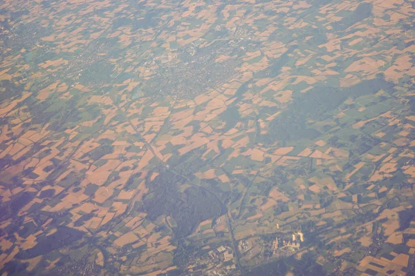 Vue Masse Terrestre Vue Depuis Une Fenêtre Avion Venise Schiphol — Photo