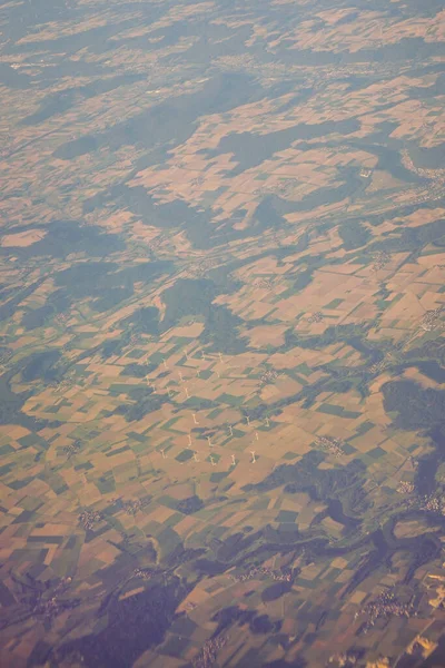 Vista Massa Terrestre Vista Uma Janela Avião Veneza Schiphol Europa — Fotografia de Stock