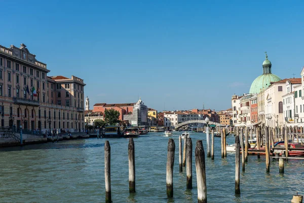 Europe Italie Venise Grand Canal Bateau Est Amarré Côté Plan — Photo