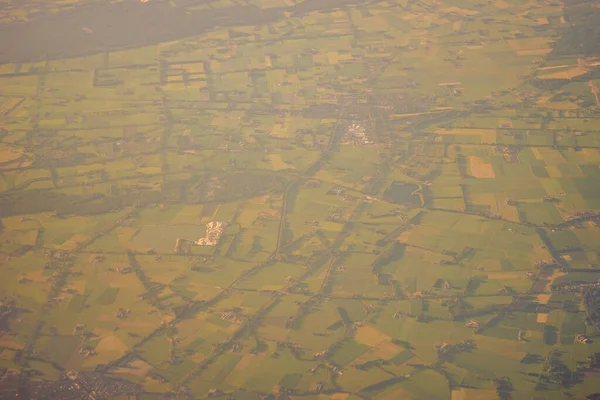 Vue Masse Terrestre Vue Depuis Une Fenêtre Avion Venise Schiphol — Photo