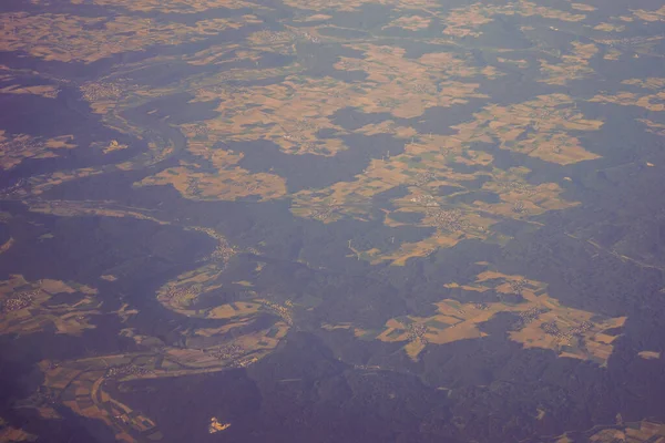 Blick Auf Die Landmasse Der Erde Aus Einem Flugzeugfenster Von — Stockfoto
