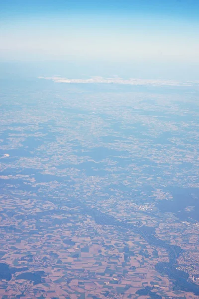 Άποψη Της Γήινης Μάζας Από Ένα Παράθυρο Αεροπλάνου Από Βενετία — Φωτογραφία Αρχείου