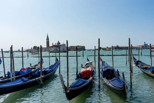 Europa Italië Venetië Kerk Van San Giorgio Maggiore Boats Moored — Stockfoto