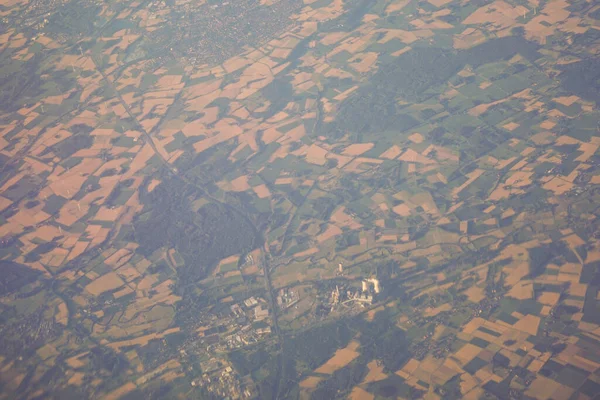 Utsikt Över Jordmassan Sedd Från Ett Flygplansfönster Från Venedig Till — Stockfoto