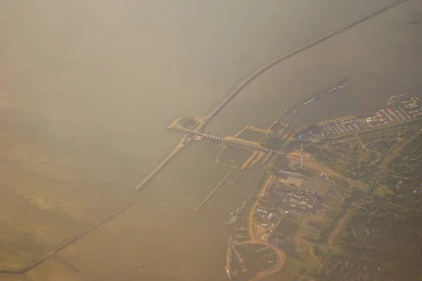 Vista Masa Terrestre Vista Desde Una Ventana Avión Venecia Schiphol — Foto de Stock