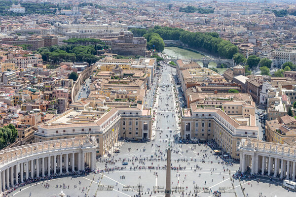 St. Peter's Square viewed from the dome on the basilica at Vatican city, Rome, Italy