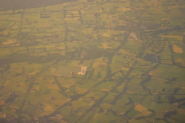 Vista Masa Terrestre Vista Desde Una Ventana Avión Venecia Schiphol — Foto de Stock