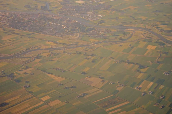 Vista Masa Terrestre Vista Desde Una Ventana Avión Venecia Schiphol — Foto de Stock