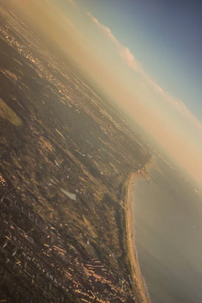 Venedik Ten Schiphol Avrupa Açılan Bir Uçak Penceresinden Görülen Kara — Stok fotoğraf