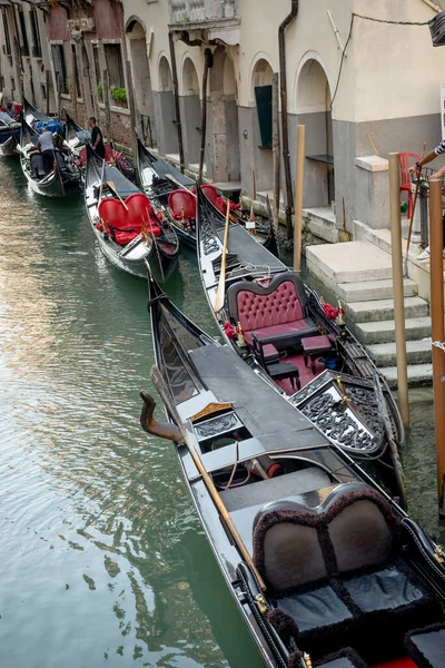 Europe Italie Venise Gondole Haute Vue Ensemble Des Navires Amarrés — Photo